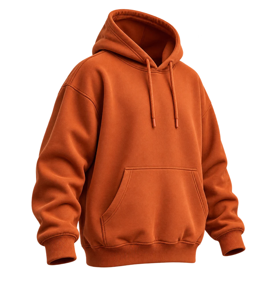 Moletom oversized laranja com capuz e textura de algodão